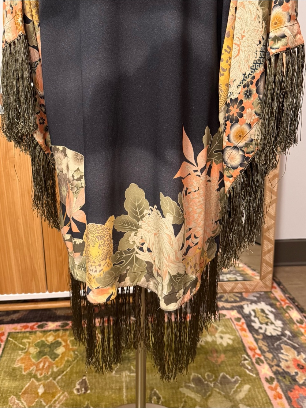 Spell Floral Fringe Mini Dress in Navy, Peach, Cream - Picture 14 of 14